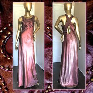 Ombré Beaded and Embroidered Sheath Gown